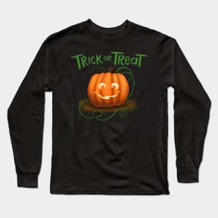 Halloween Trick or Treat Jack-o-Lantern Green Long Sleeve T-Shirt